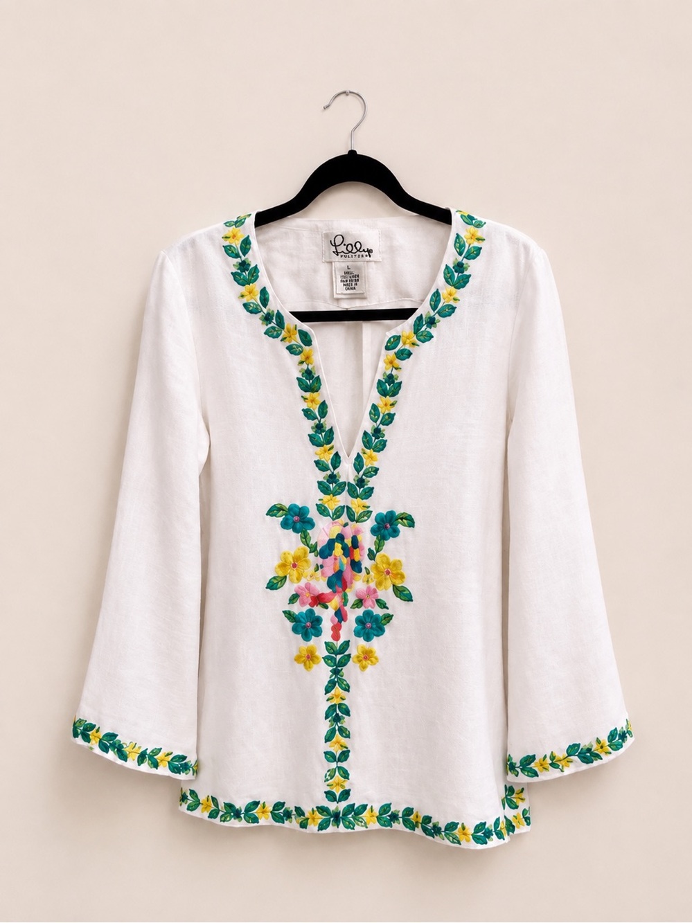 WHITE LABEL!!! Lilly Pulitzer Tunic with Multicolor parrot and Floral Embroidery